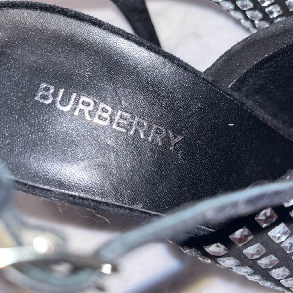 BURBERRY Ivy Velvet Rhinestone Sandals Black Ankle Strap Heels EU39/39.5 US9 ⚪️ - Picture 13 of 16